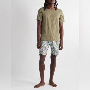 Hanro Men’s XXL Night & Day Printed Linen Cotton Blend Pyjama Shorts Green Blue‎